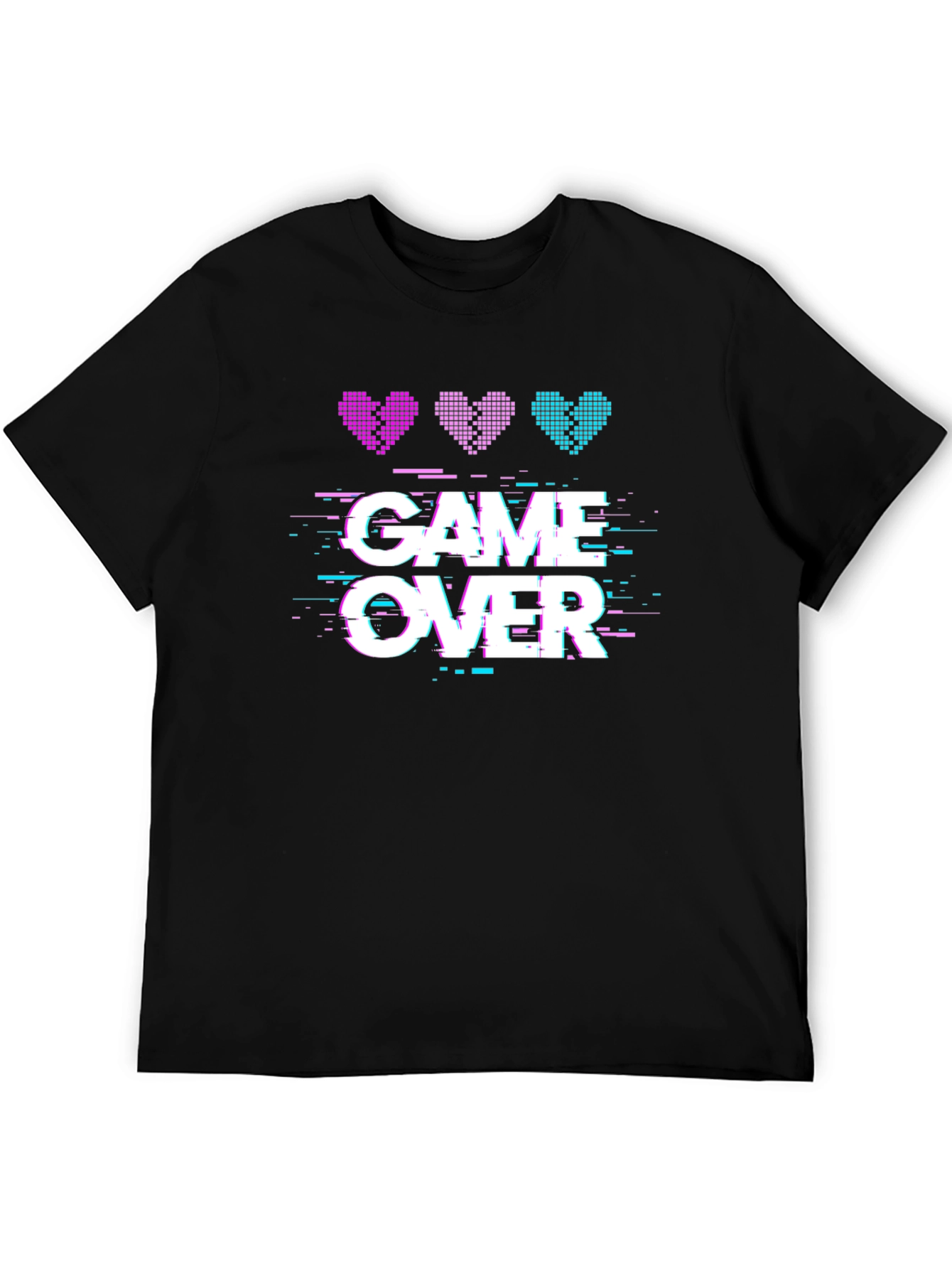 Game Over Pixel Hearts Graphic T-Shirt