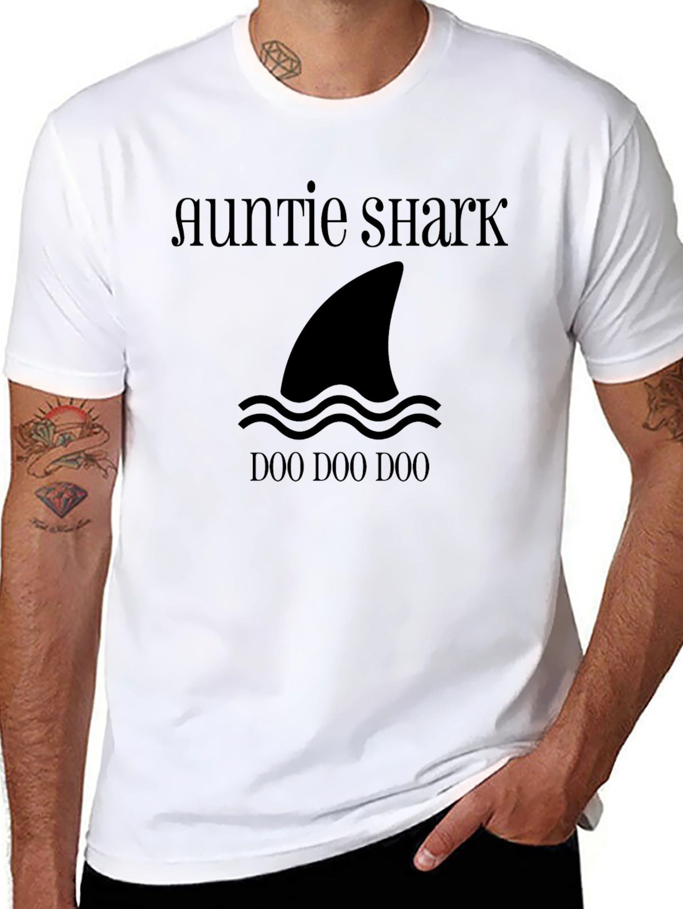 Auntie Shark Doo Doo Doo T-Shirt - Black