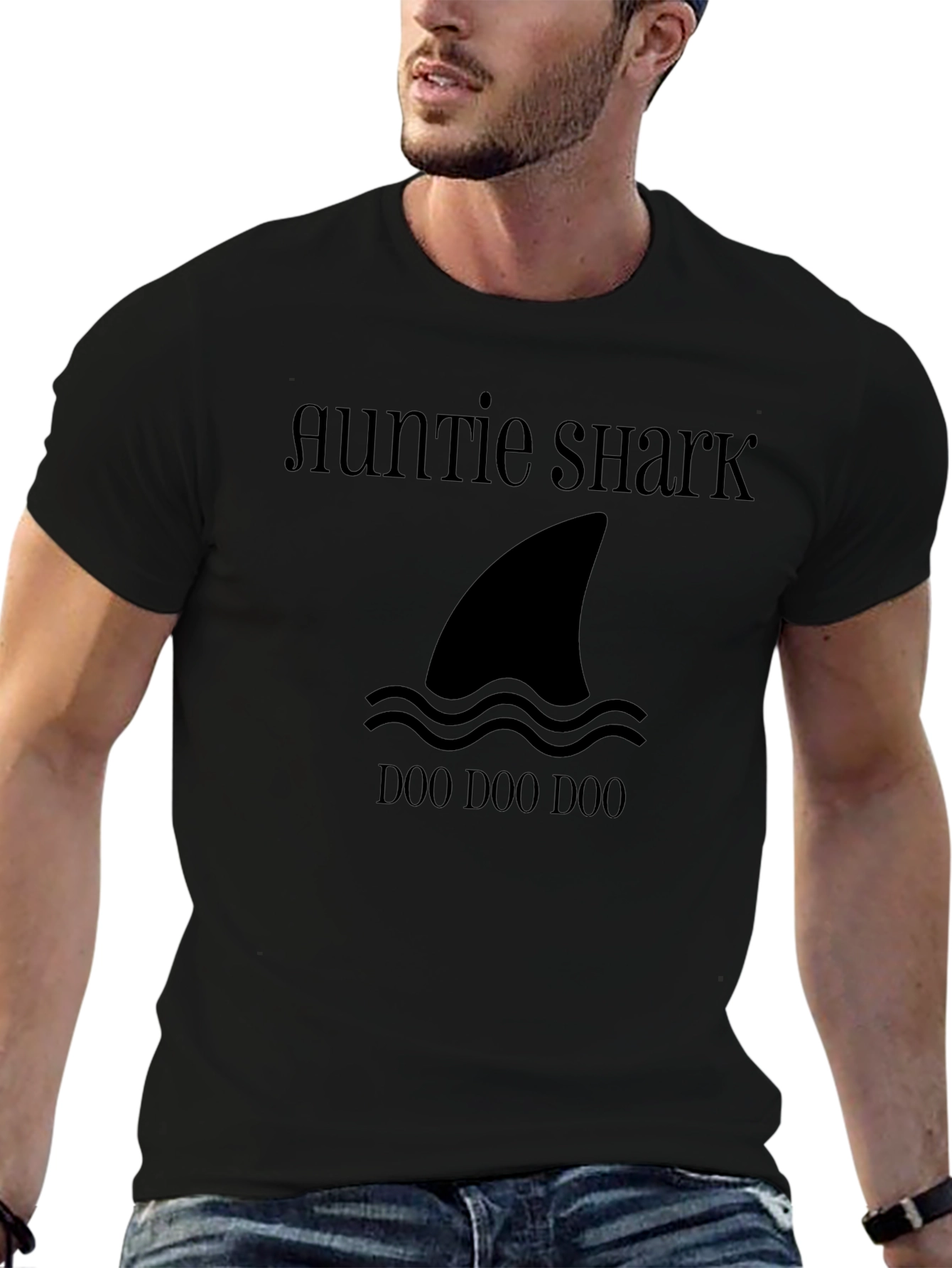 Auntie Shark Doo Doo Doo T-Shirt - Black