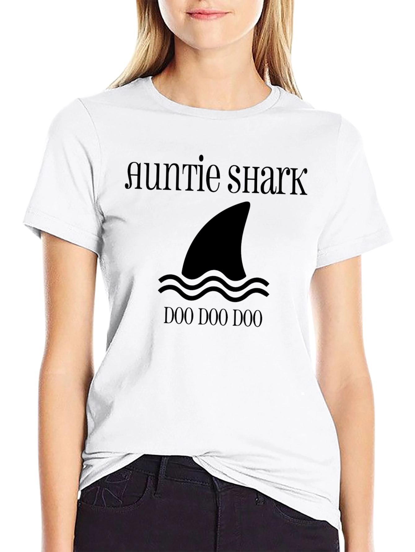 Auntie Shark Doo Doo Doo T-Shirt - Black