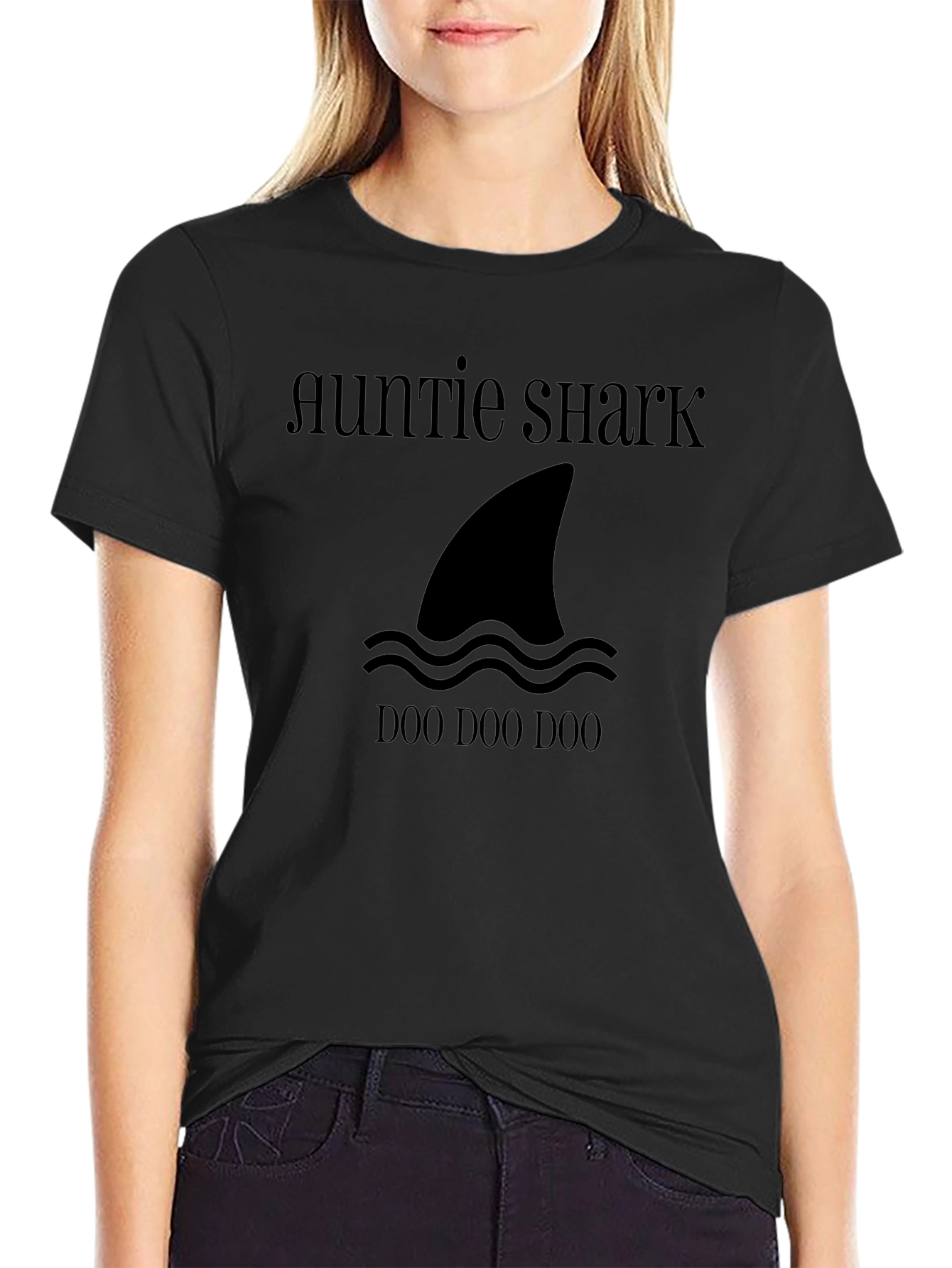 Auntie Shark Doo Doo Doo T-Shirt - Black