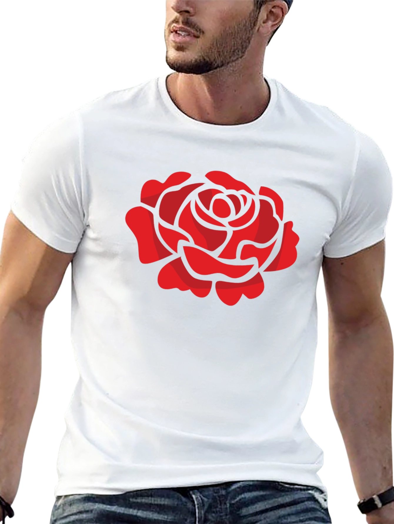 Red Rose Graphic T-Shirt - Stylish Black Tee
