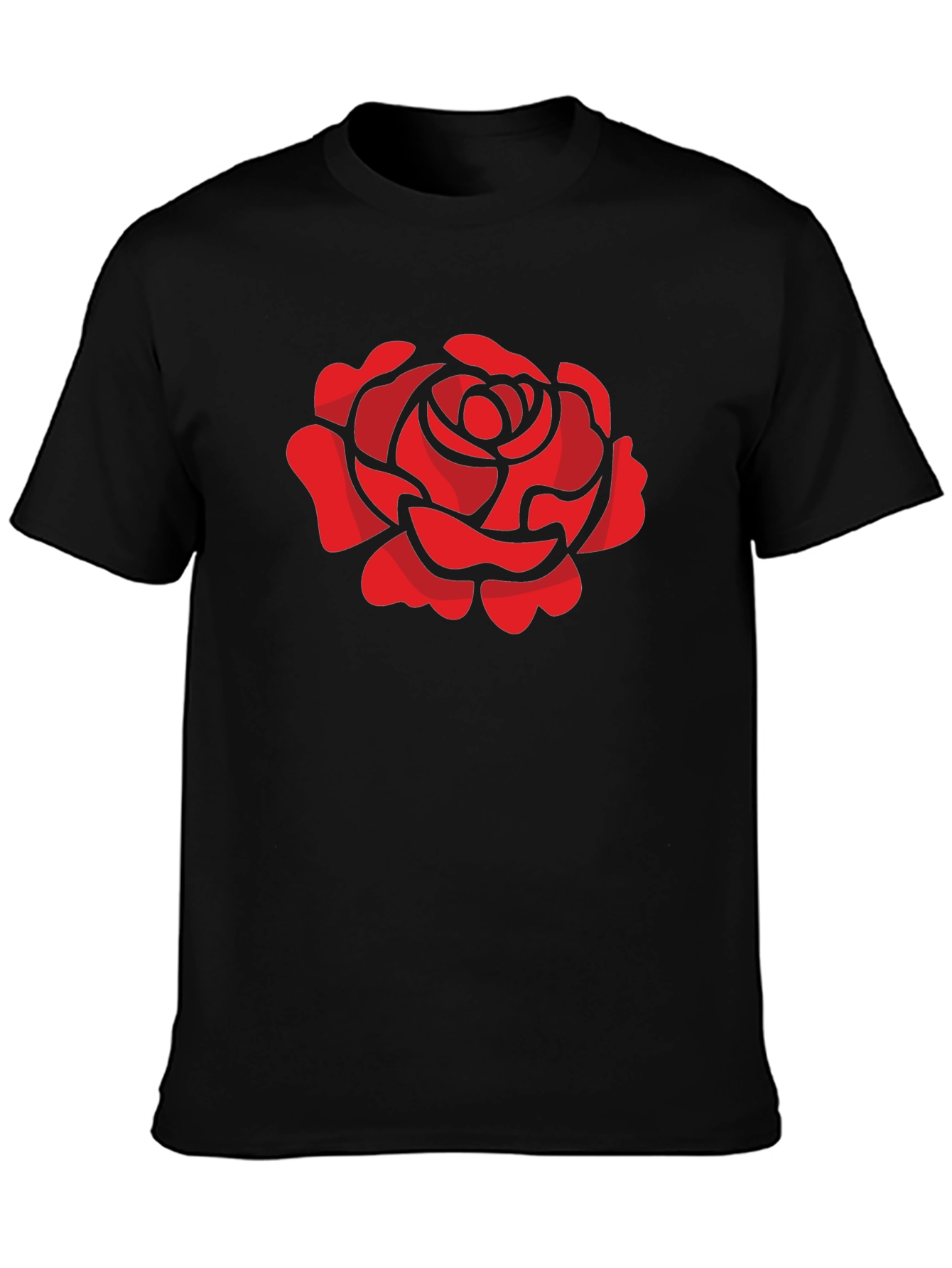 Red Rose Graphic T-Shirt - Stylish Black Tee