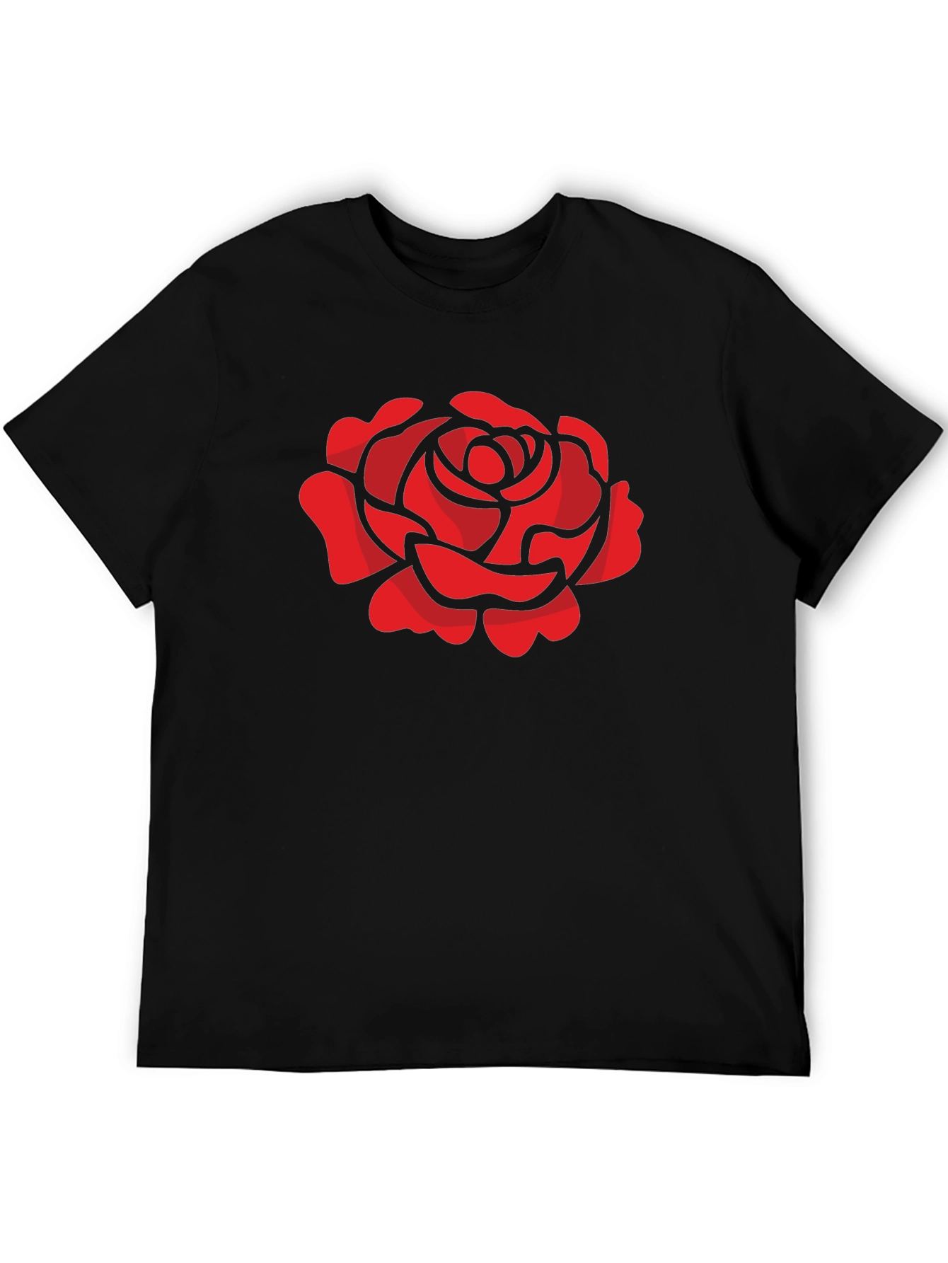 Red Rose Graphic T-Shirt - Stylish Black Tee