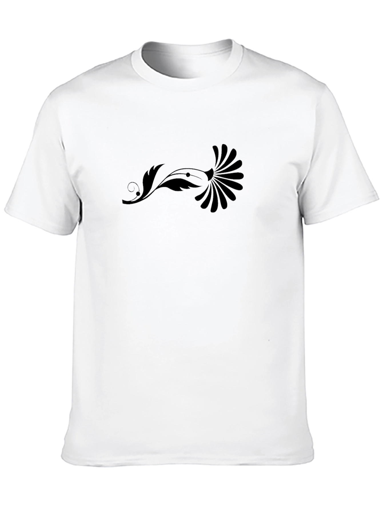 Mens Black Tee with Artistic Floral Design