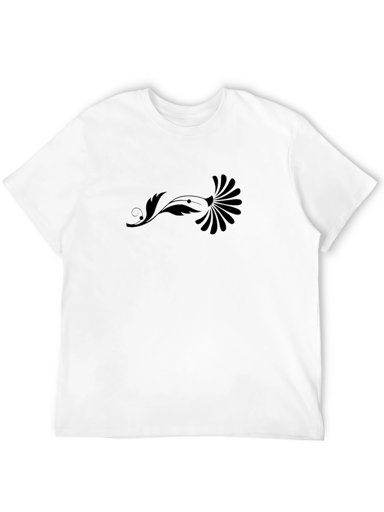 Mens Black Tee with Artistic Floral Design