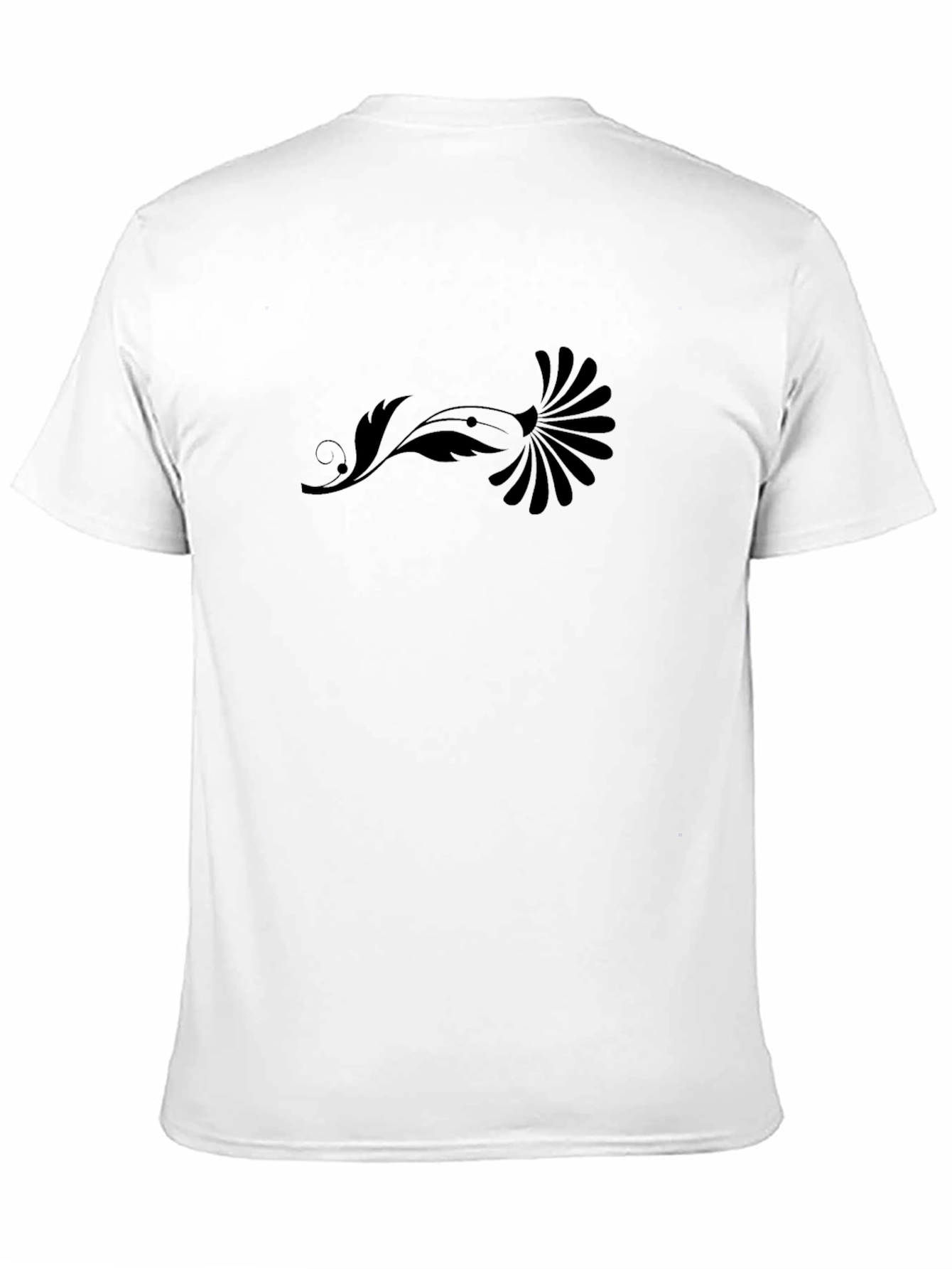 Mens Black Tee with Artistic Floral Design