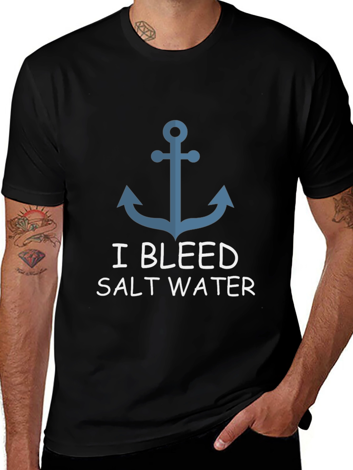 I Bleed Salt Water Anchor Graphic T-Shirt