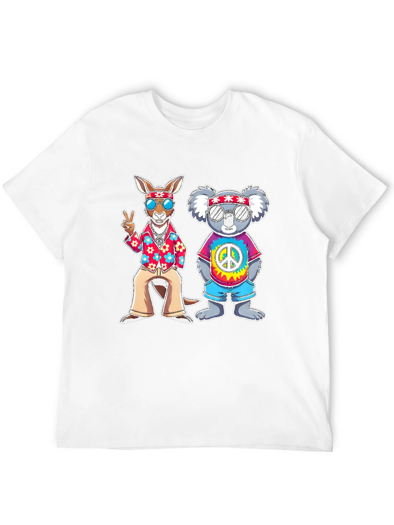 Hippie Kangaroo & Koala Graphic T-Shirt