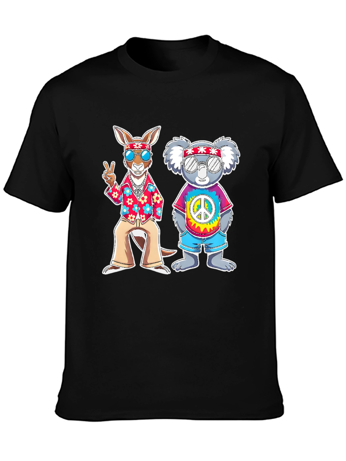 Hippie Kangaroo & Koala Graphic T-Shirt