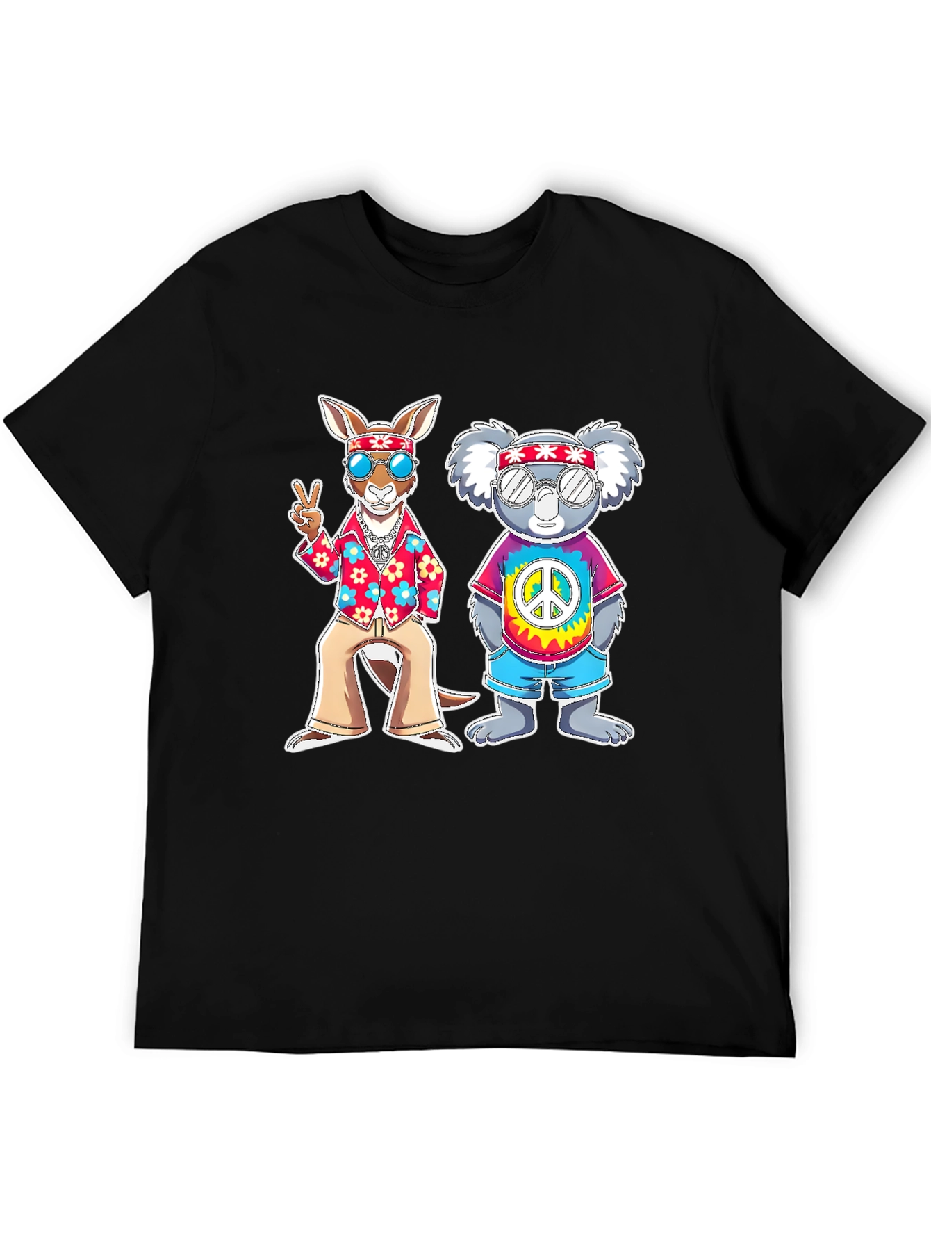 Hippie Kangaroo & Koala Graphic T-Shirt
