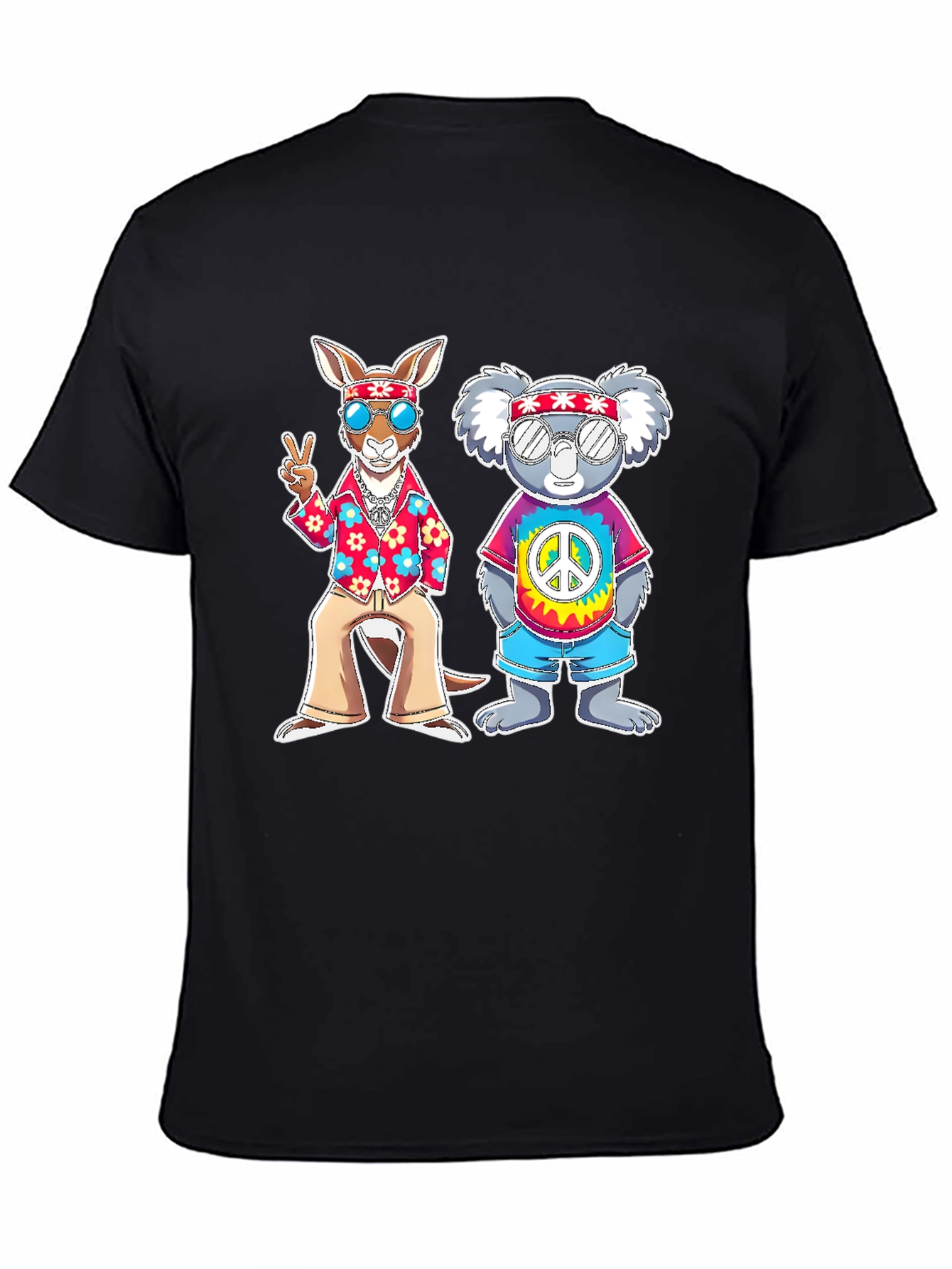 Hippie Kangaroo & Koala Graphic T-Shirt