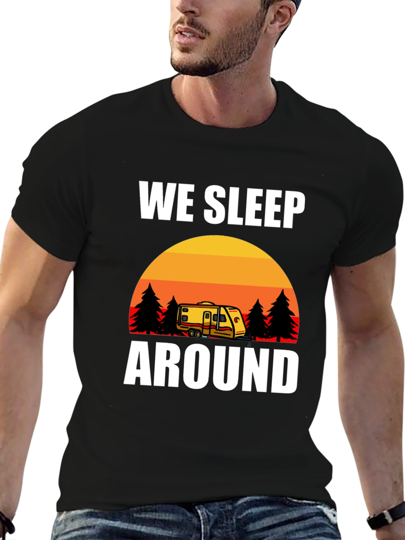 We Sleep Around Camping Graphic Tee