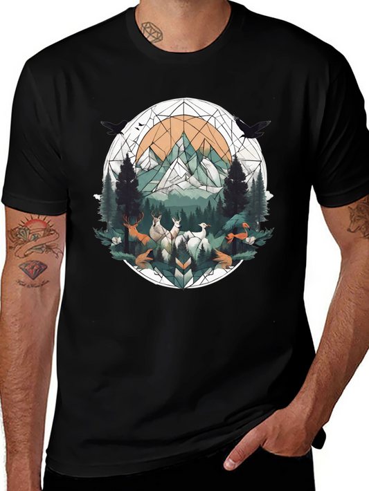 Geometric Wildlife Tee - Nature Inspired Graphic Shirt
