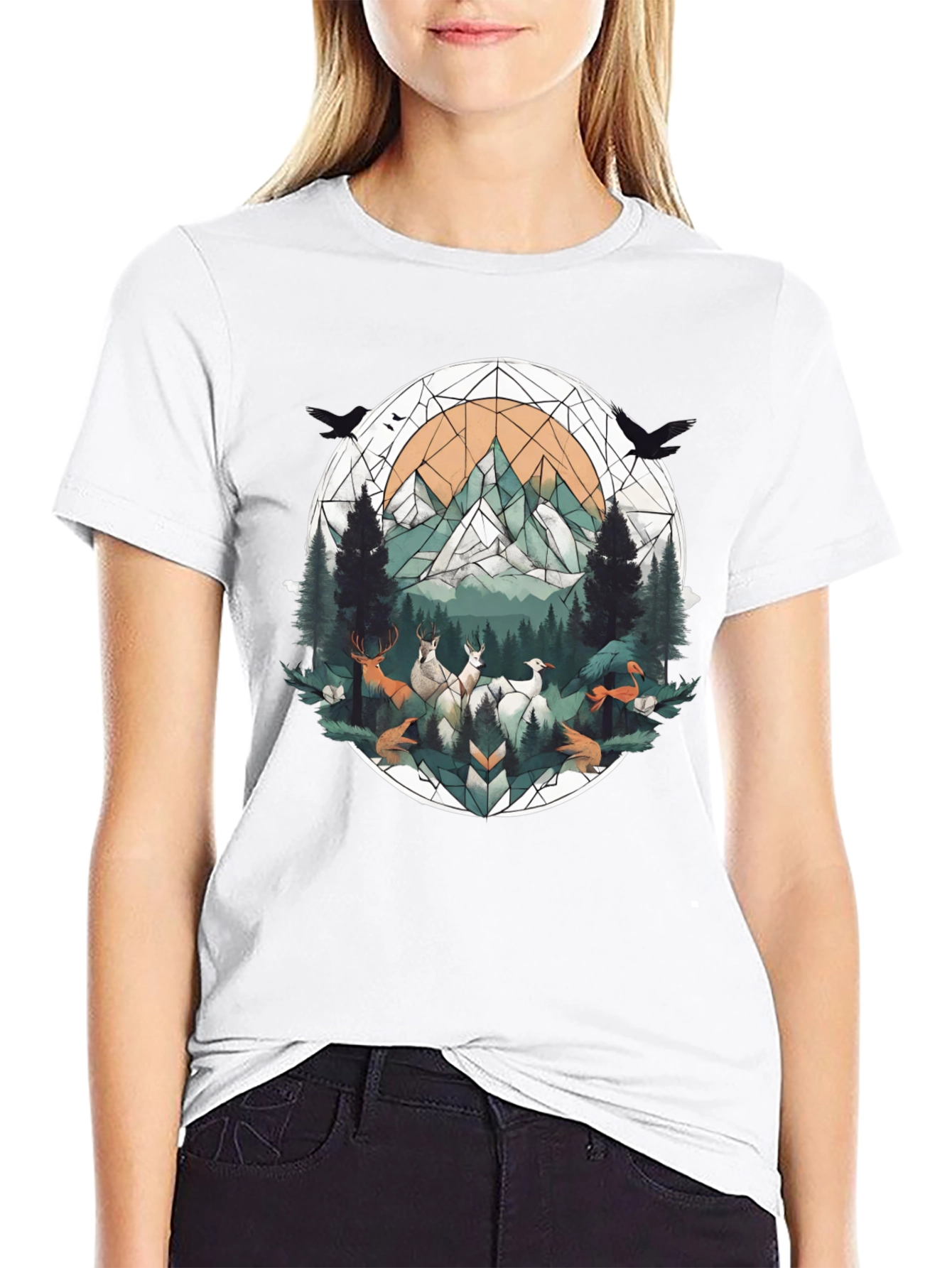 Geometric Wildlife Tee - Nature Inspired Graphic Shirt