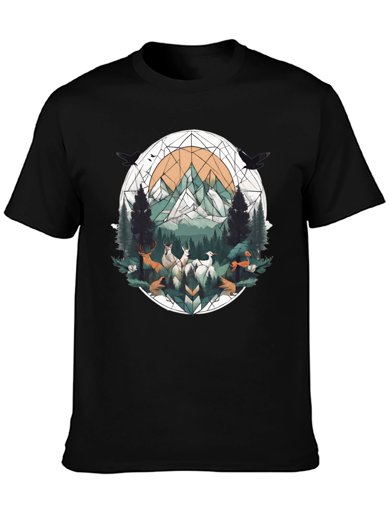 Geometric Wildlife Tee - Nature Inspired Graphic Shirt