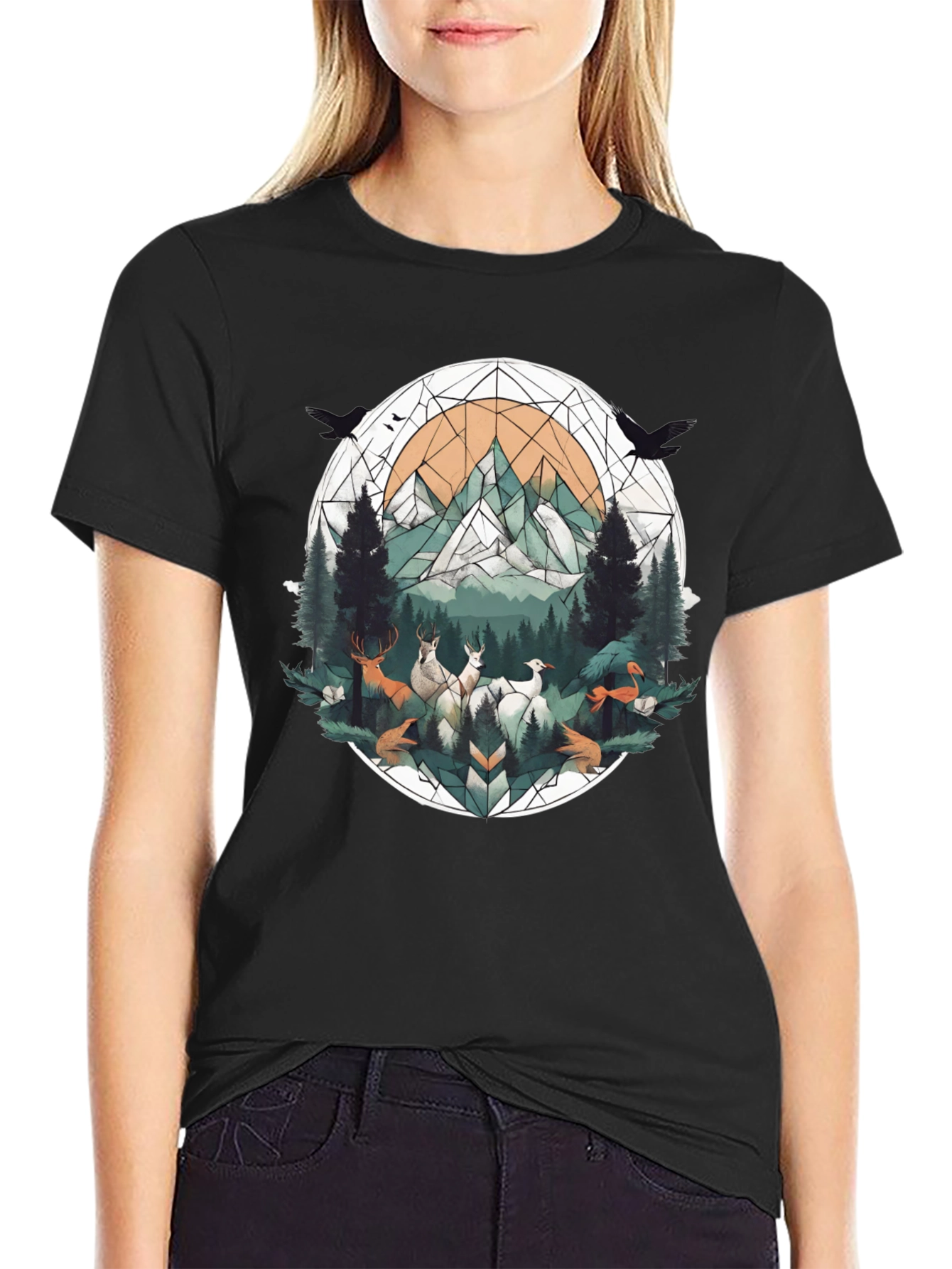Geometric Wildlife Tee - Nature Inspired Graphic Shirt