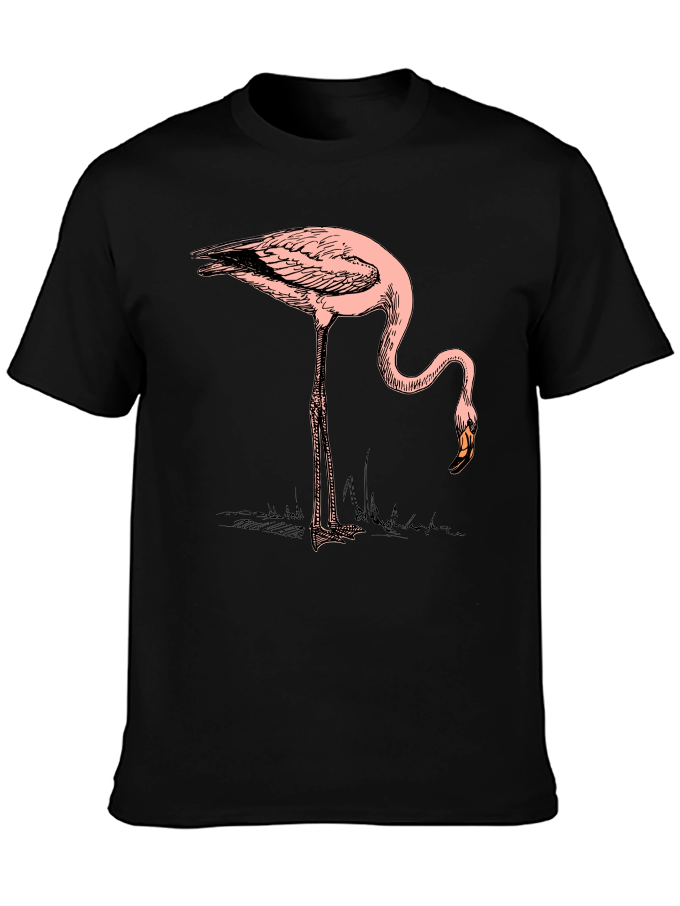 Cool Flamingo Graphic Print Black T-Shirt