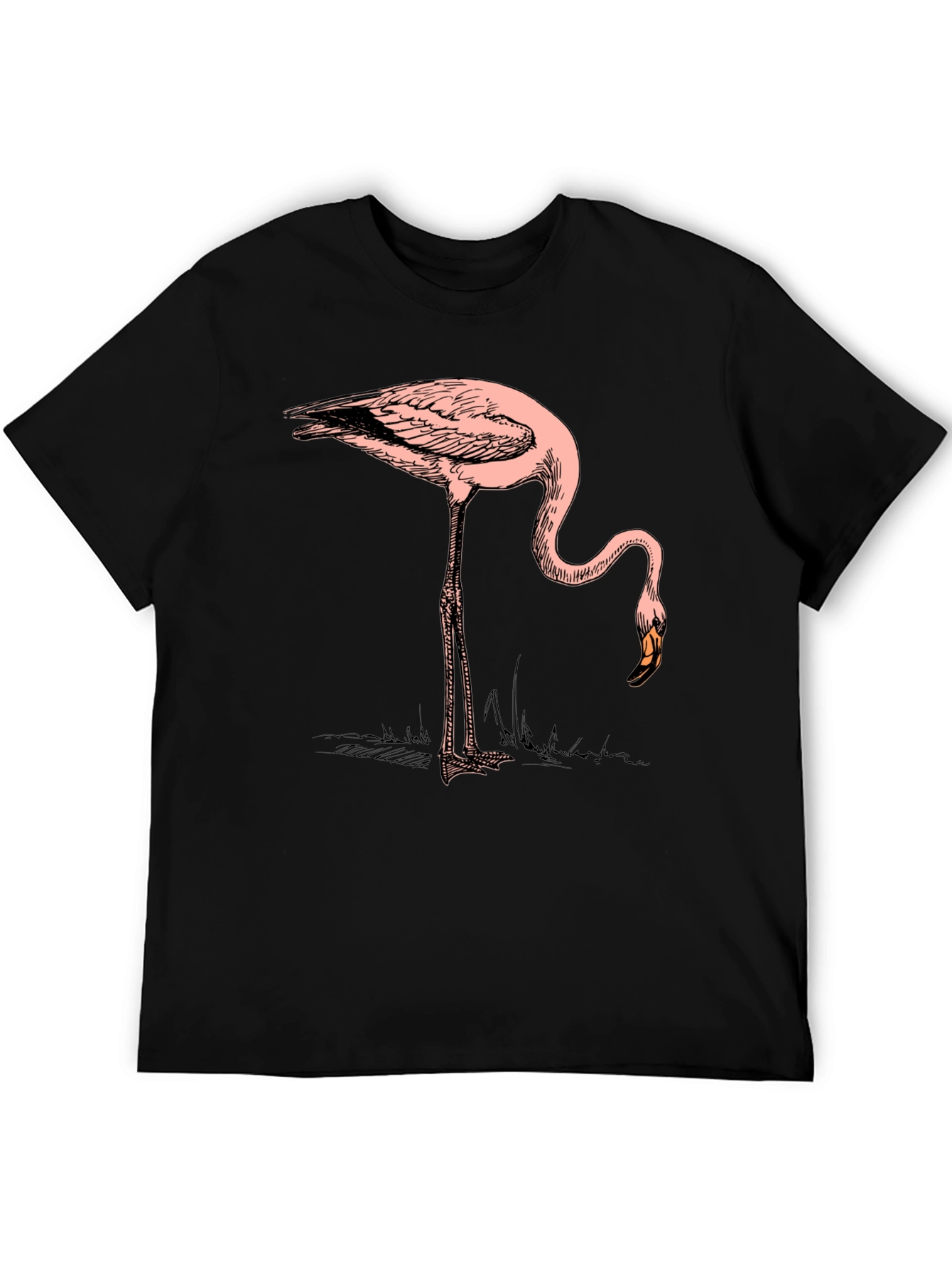 Cool Flamingo Graphic Print Black T-Shirt