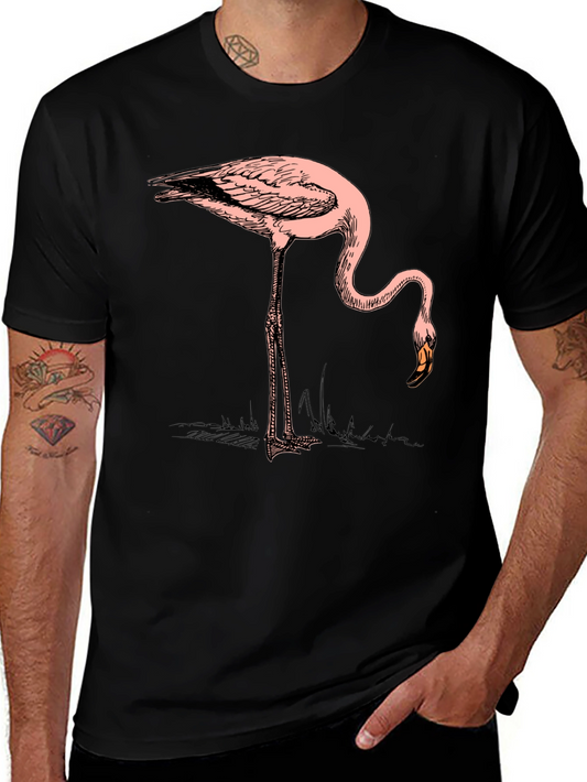 Cool Flamingo Graphic Print Black T-Shirt