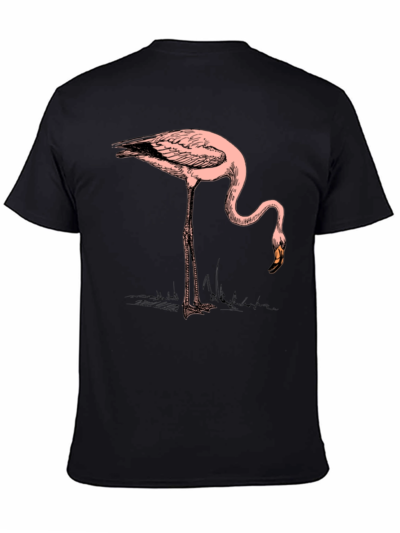 Cool Flamingo Graphic Print Black T-Shirt