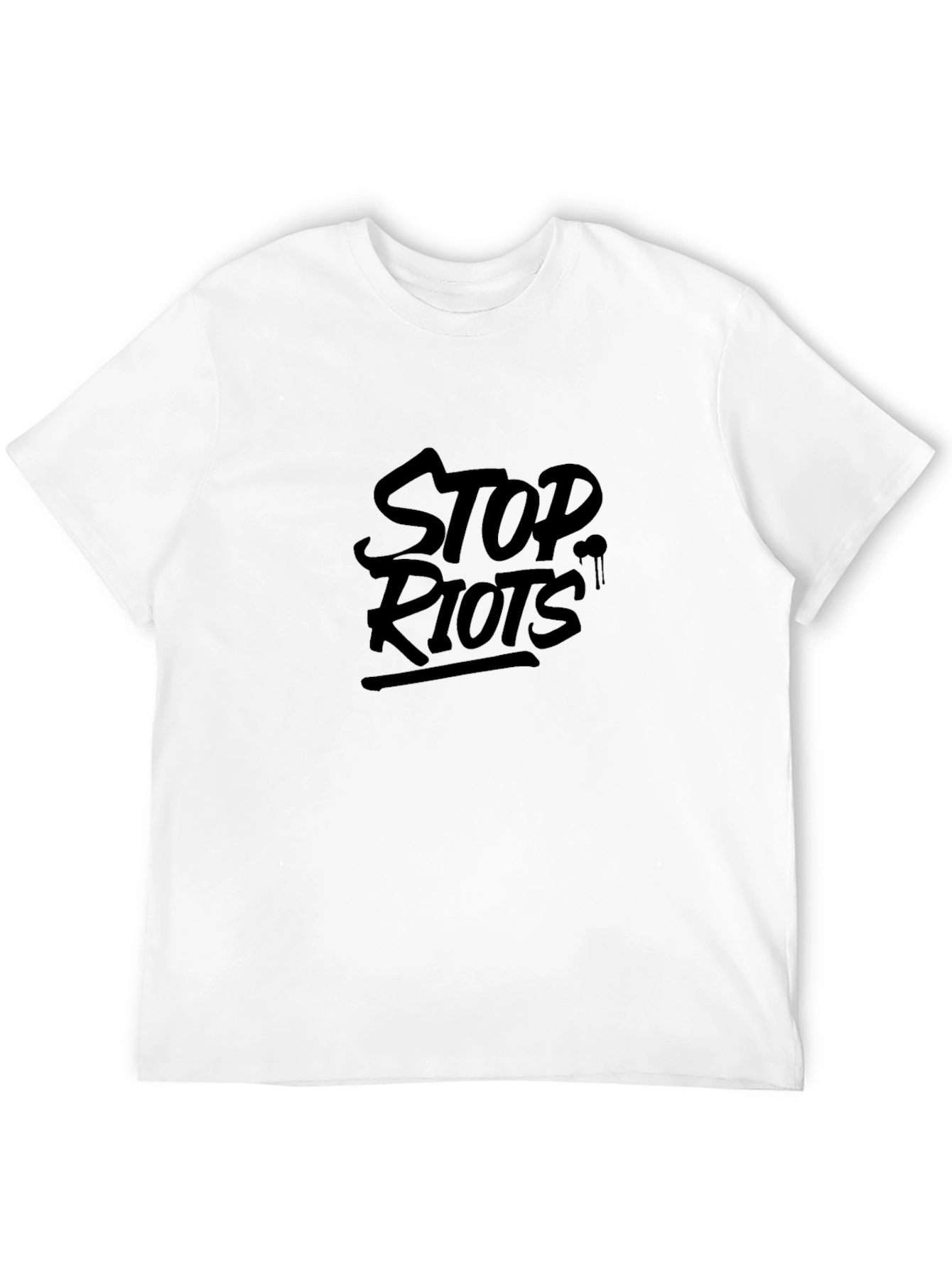 Stop Riots Graphic Print T-Shirt - Black