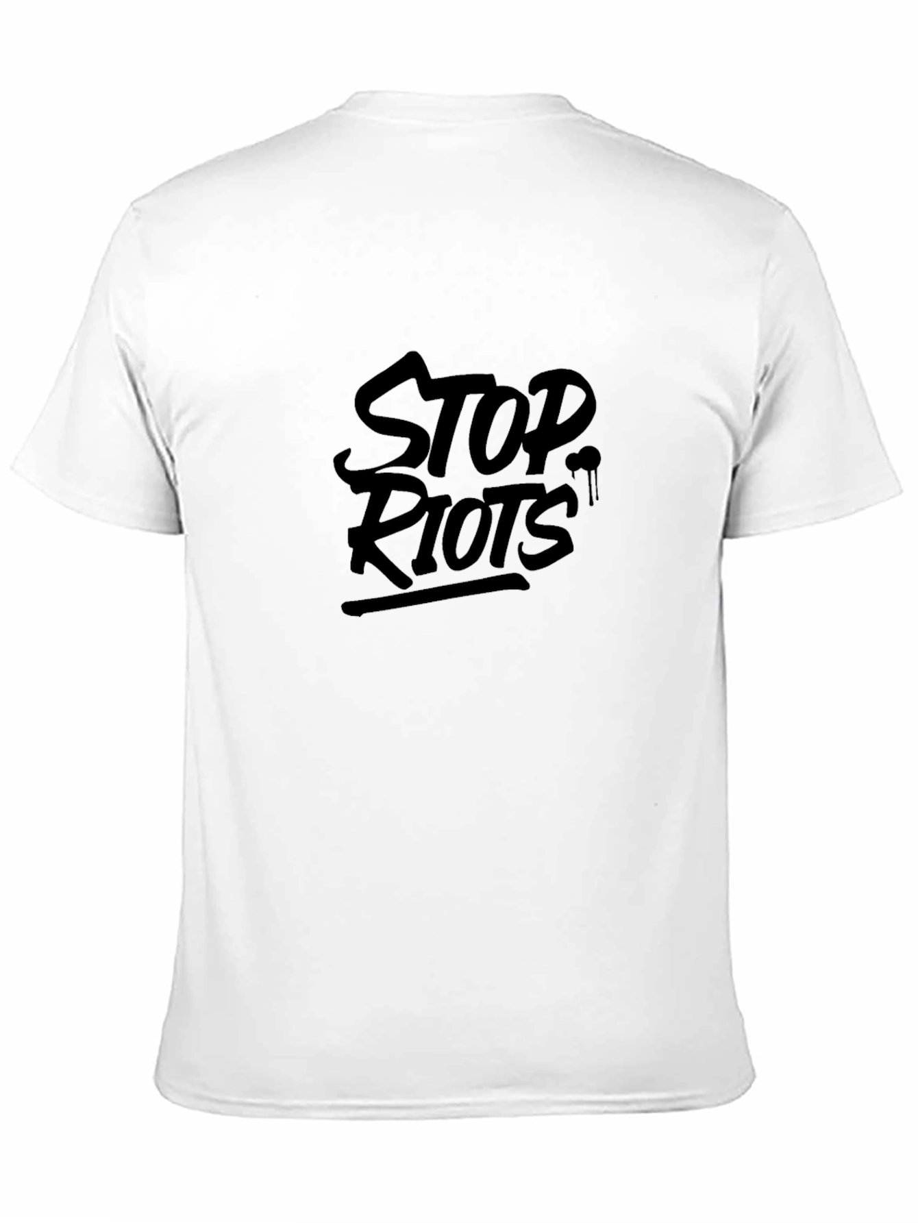 Stop Riots Graphic Print T-Shirt - Black