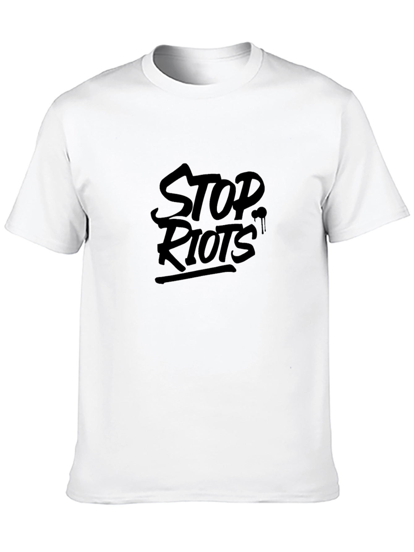 Stop Riots Graphic Print T-Shirt - Black