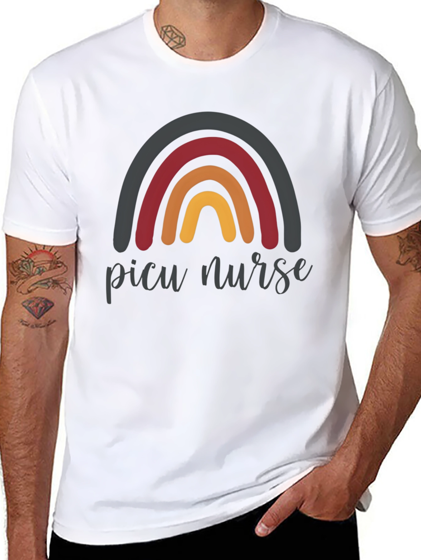 PICU Nurse Rainbow Graphic T-Shirt
