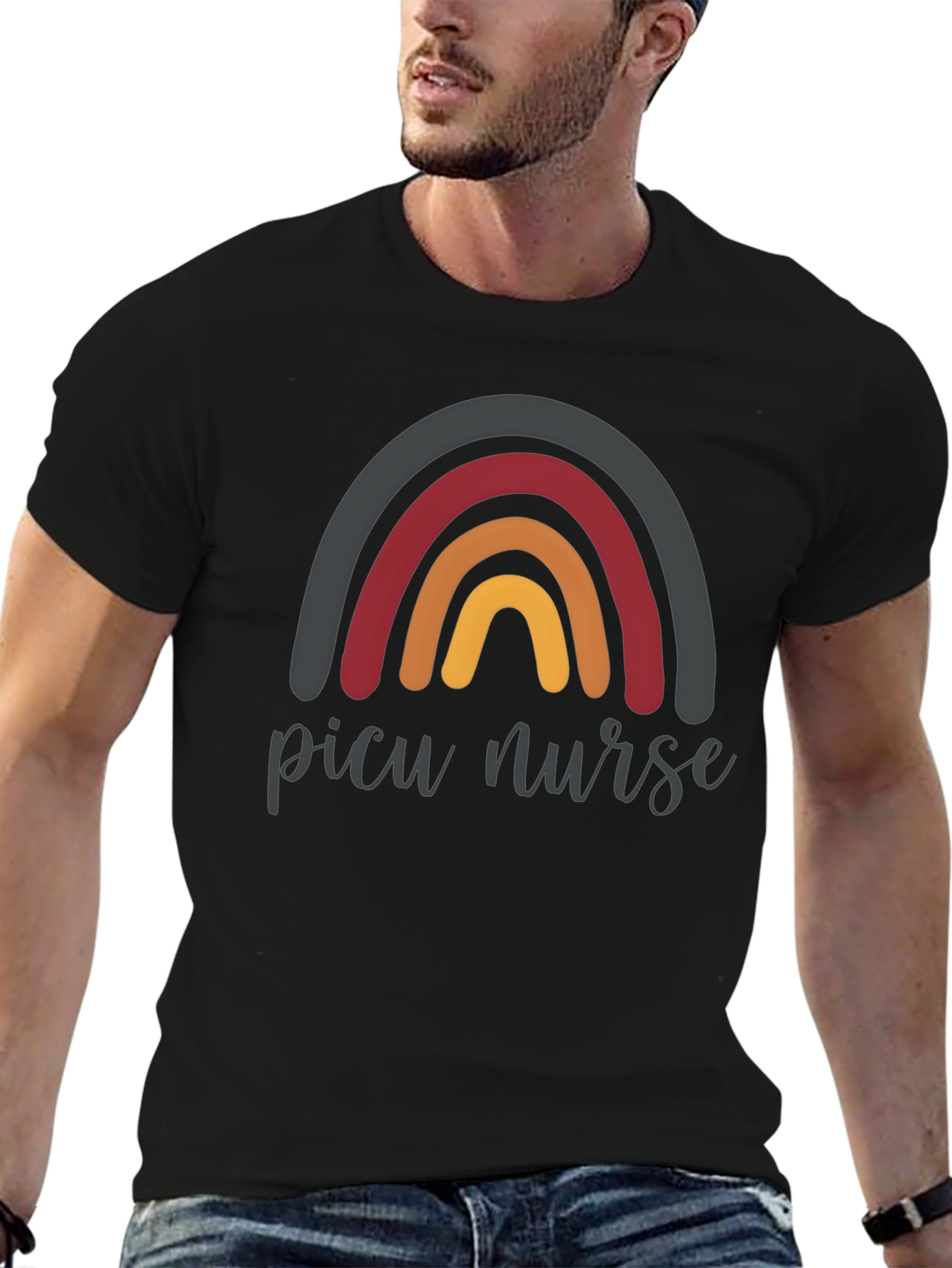 PICU Nurse Rainbow Graphic T-Shirt