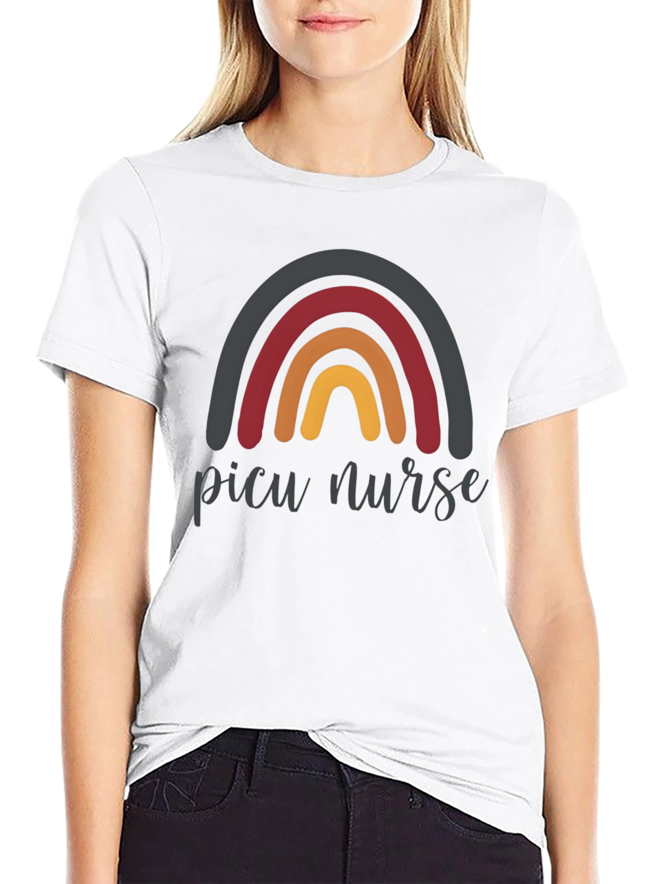 PICU Nurse Rainbow Graphic T-Shirt