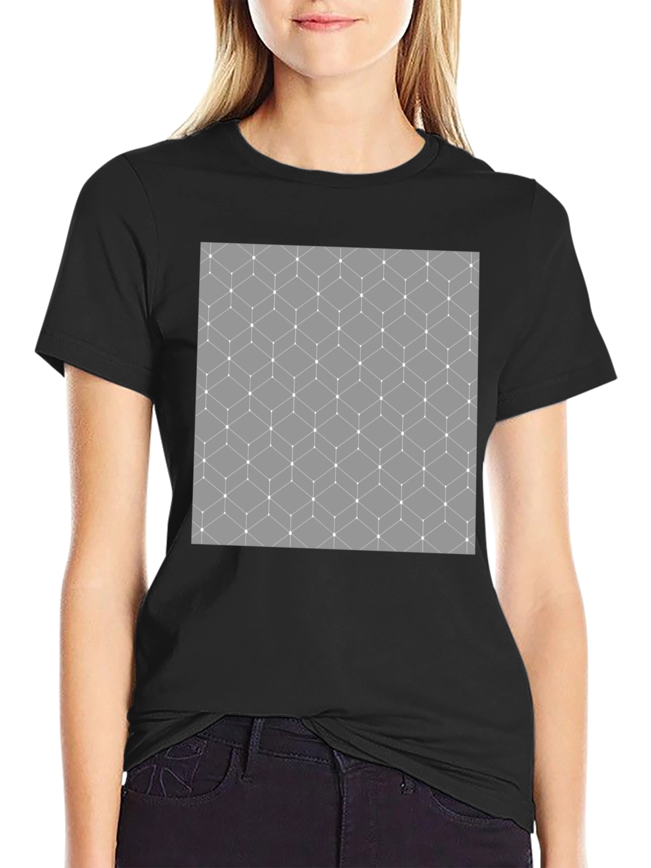 Geometric Cube Pattern Mens Tee - Modern Design