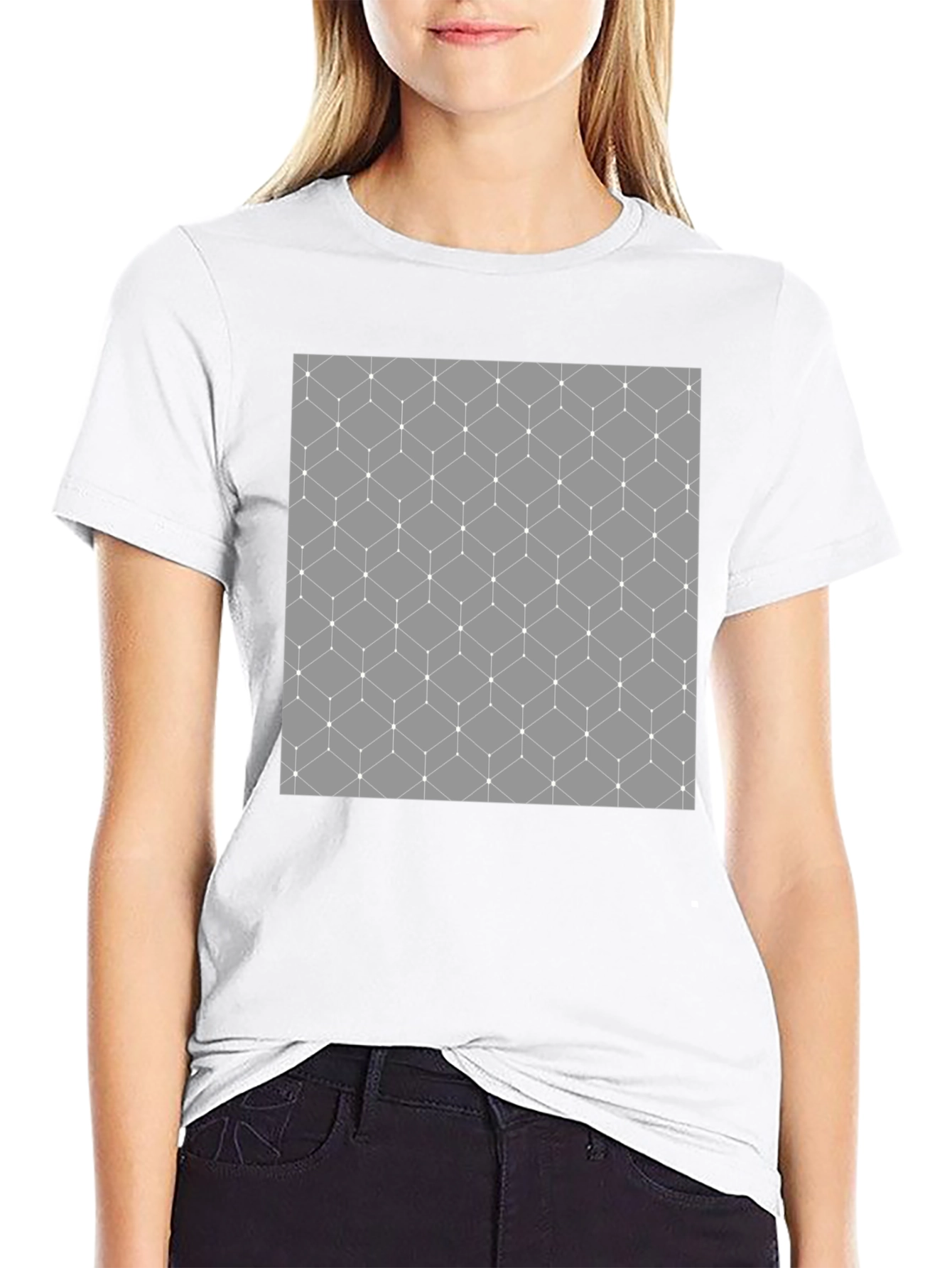 Geometric Cube Pattern Mens Tee - Modern Design