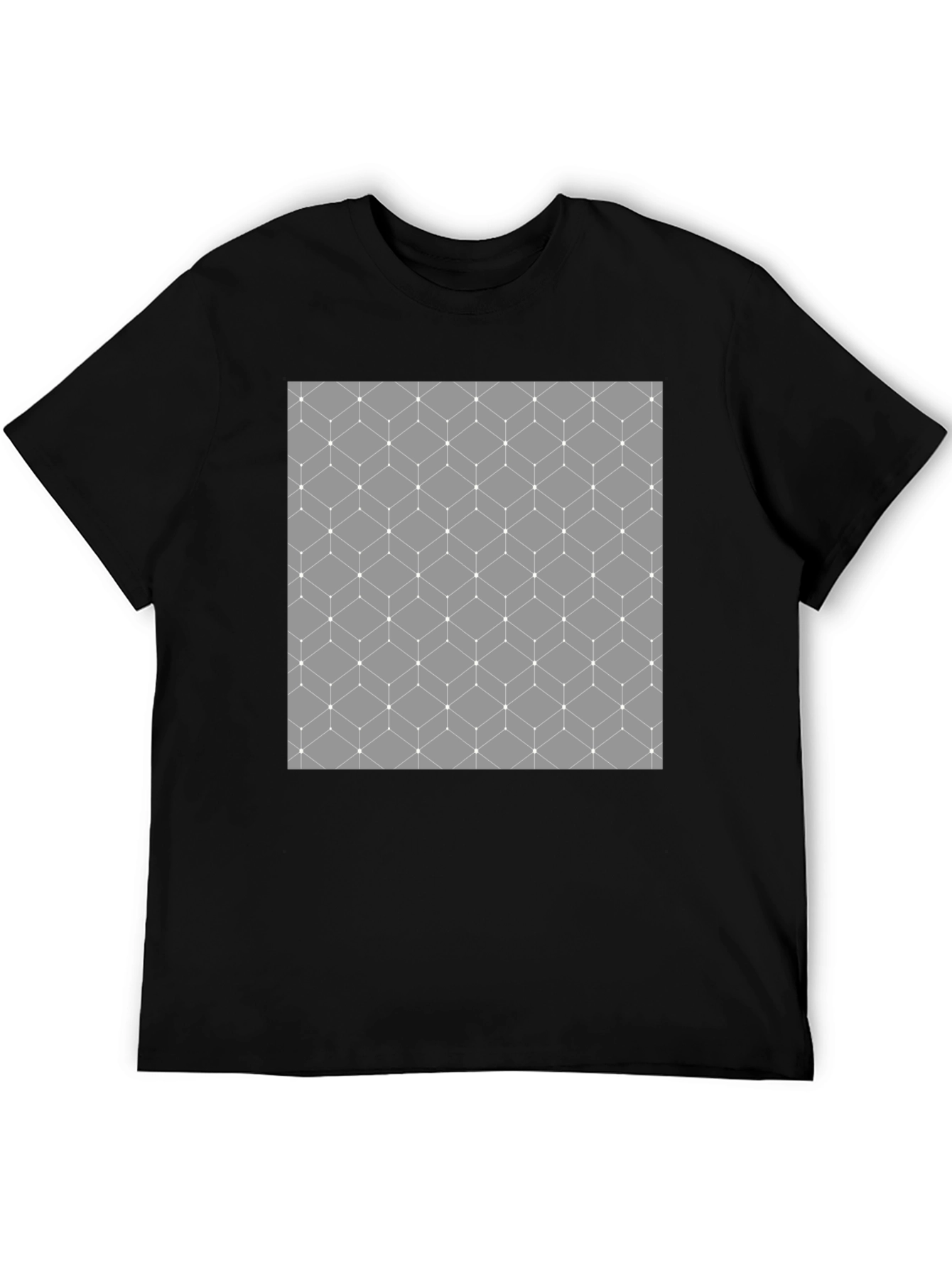 Geometric Cube Pattern Mens Tee - Modern Design
