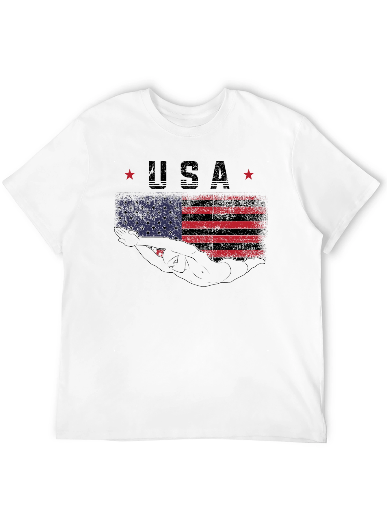 USA Swimmer Graphic T-Shirt - Patriotic Pride