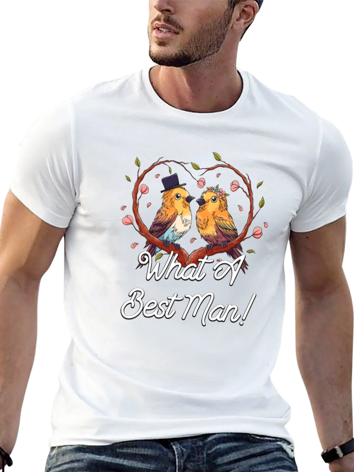 What A Best Man T-Shirt: Bird Wedding Design