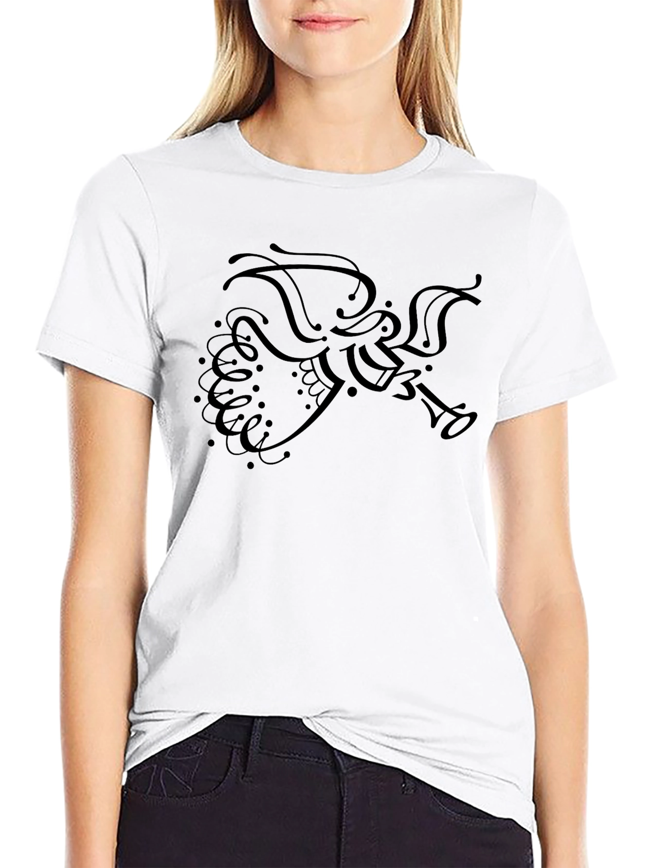 Stylish Black T-Shirt with Angel Design