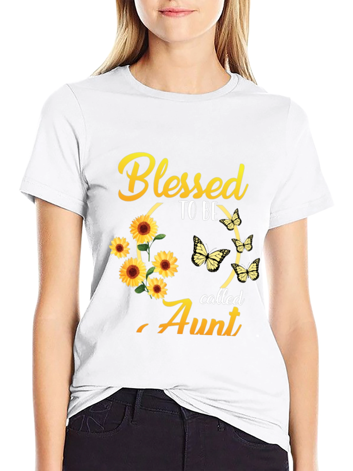Blessed Aunt Sunflower Butterfly Graphic Tee