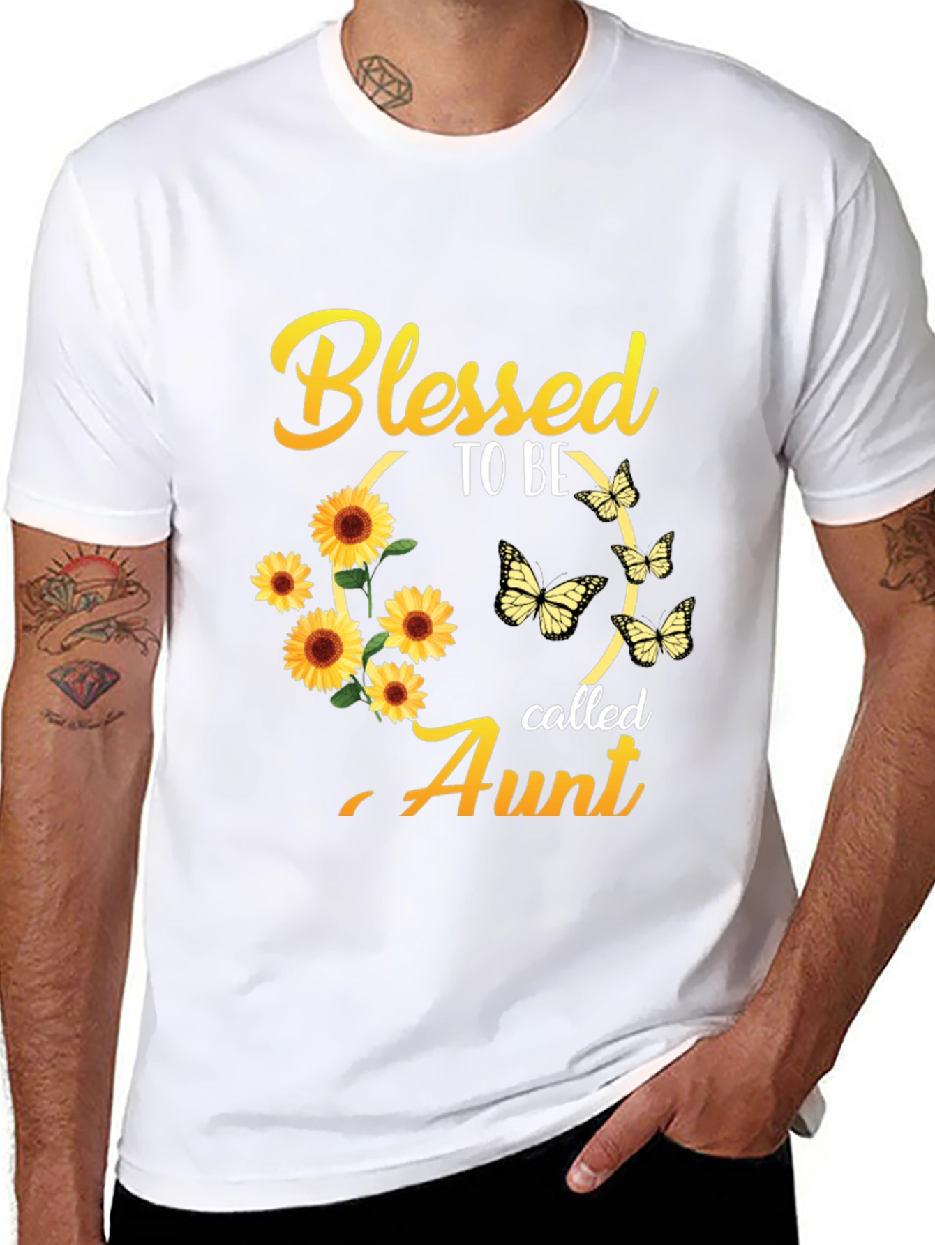 Blessed Aunt Sunflower Butterfly Graphic Tee