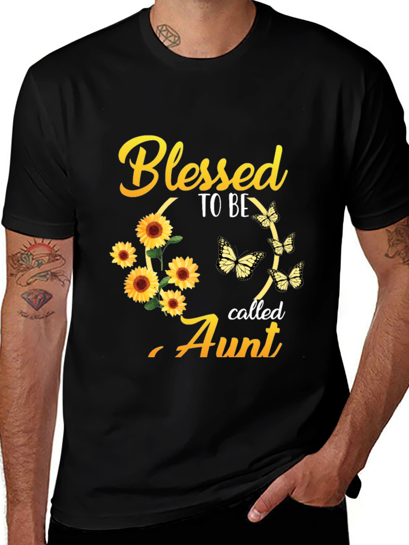 Blessed Aunt Sunflower Butterfly Graphic Tee