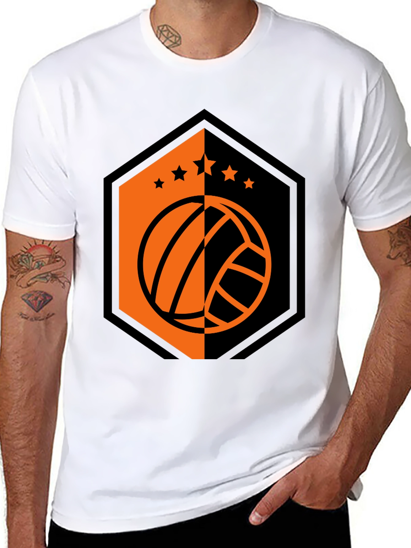 Volleyball Star Tee - Black Graphic T-Shirt
