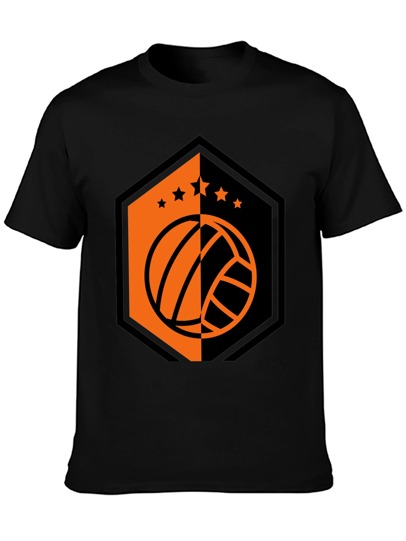 Volleyball Star Tee - Black Graphic T-Shirt