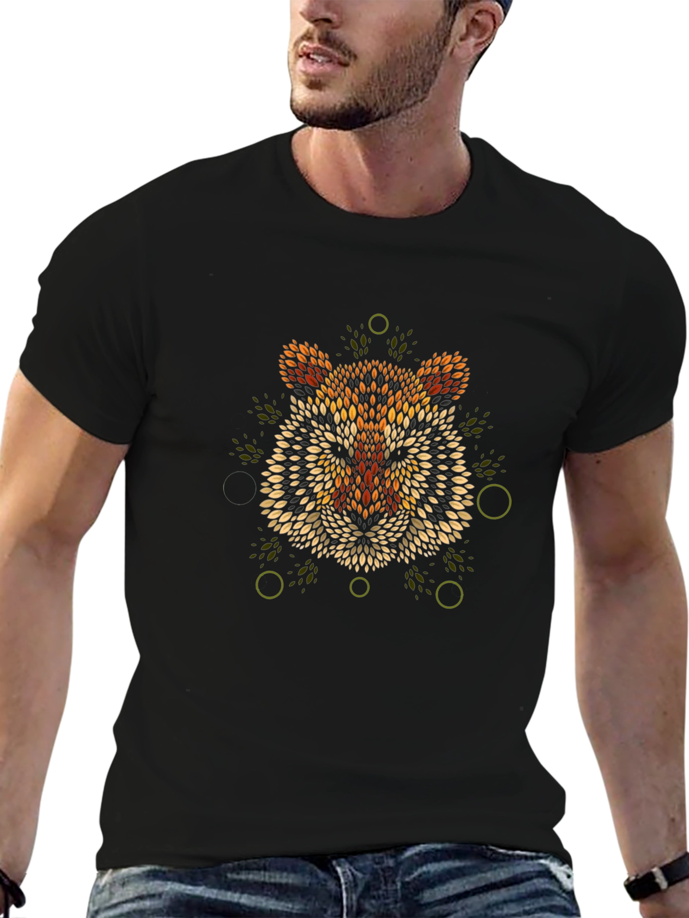 Geometric Tiger Graphic Print T-Shirt