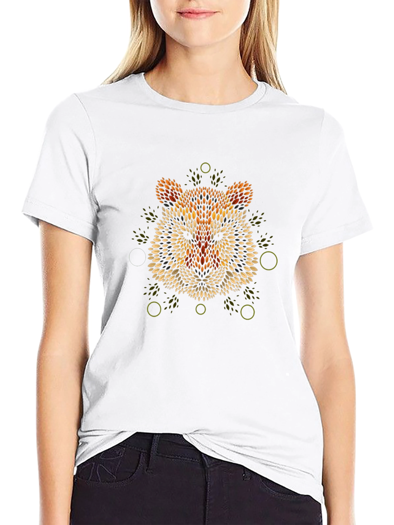 Geometric Tiger Graphic Print T-Shirt