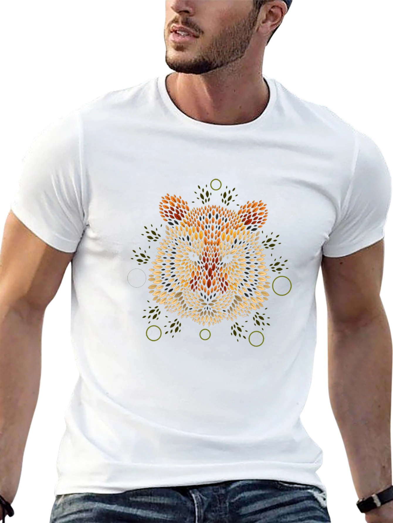 Geometric Tiger Graphic Print T-Shirt