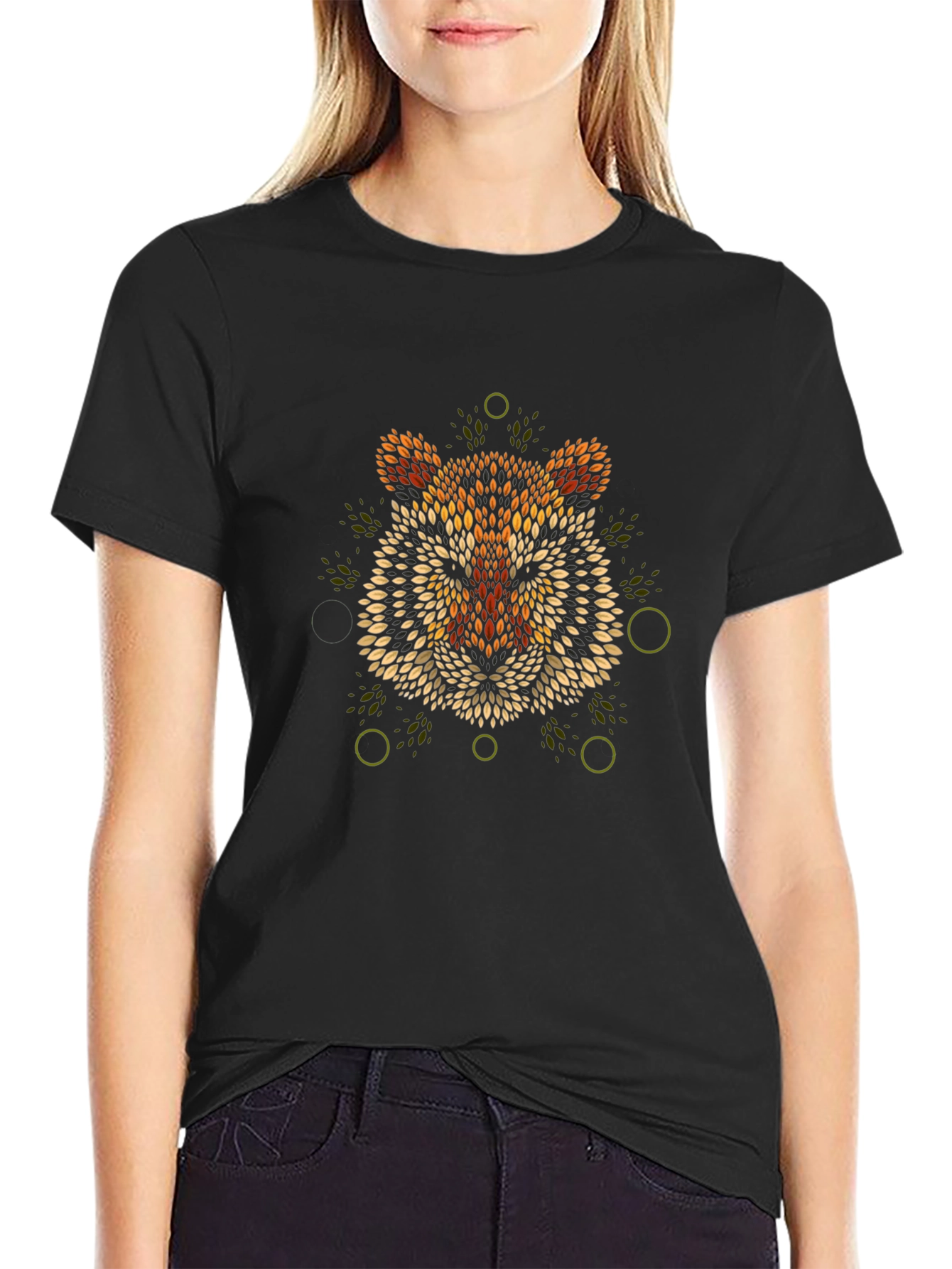 Geometric Tiger Graphic Print T-Shirt