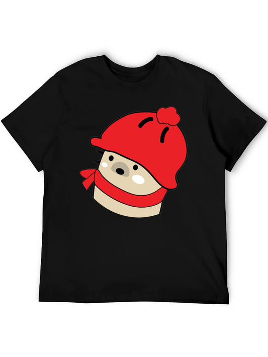 Cute Winter Bear T-Shirt - Red Hat & Scarf