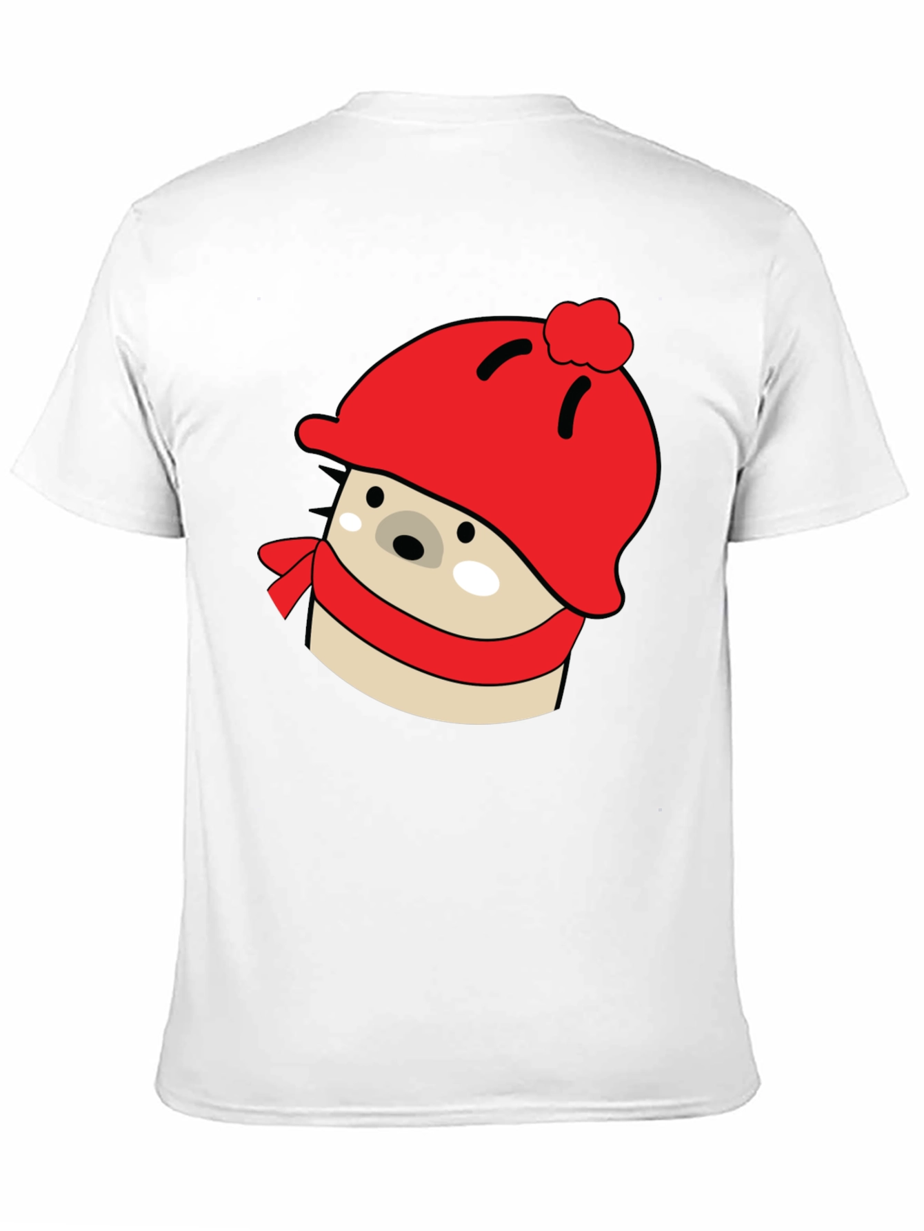 Cute Winter Bear T-Shirt - Red Hat & Scarf