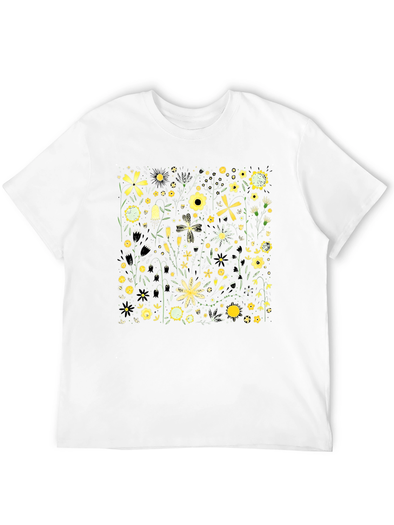 Floral Pattern Black T-Shirt