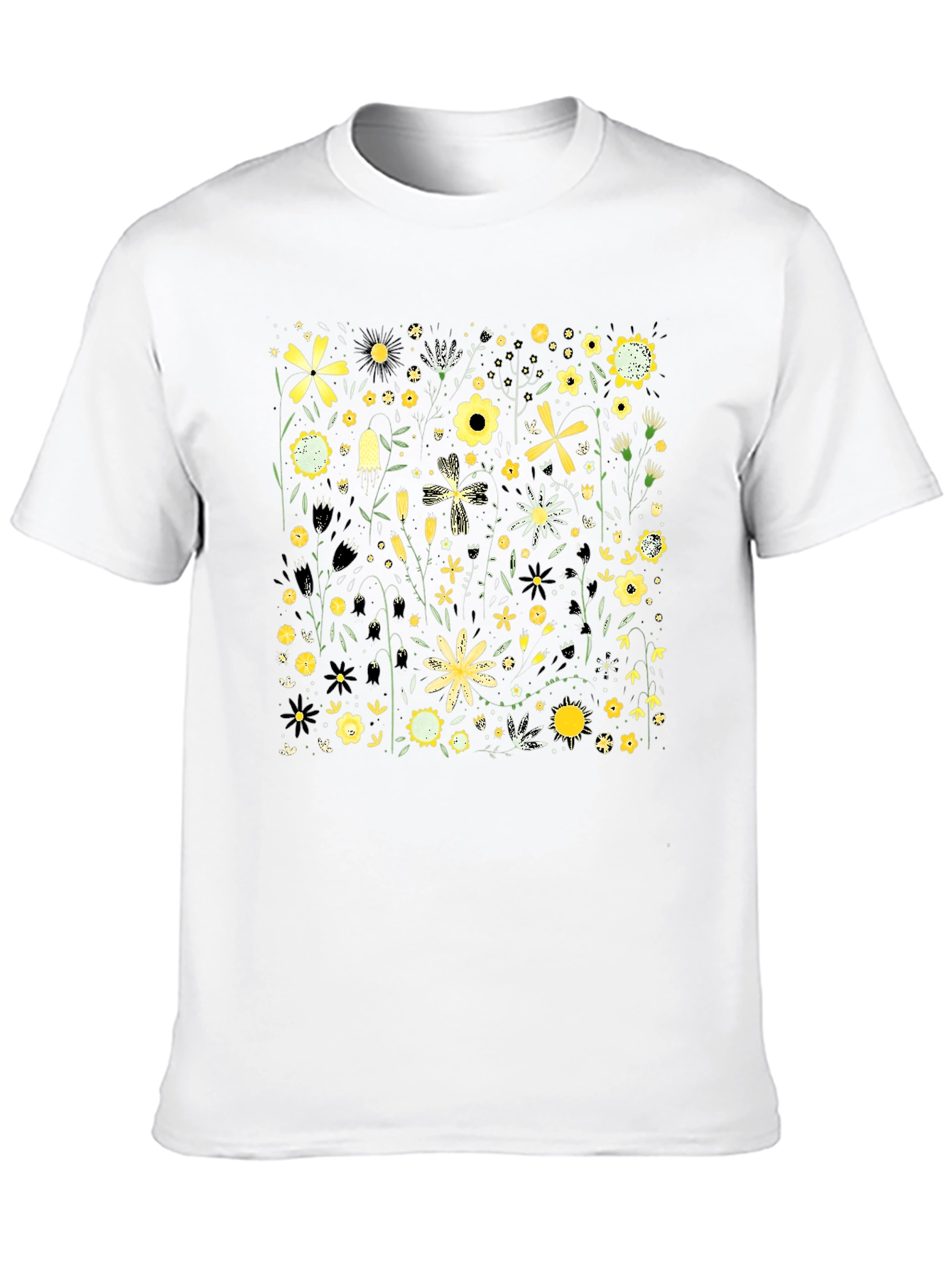 Floral Pattern Black T-Shirt
